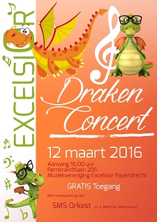 DRAKENCONCERT EN KLUSSEN TIJDENS NL DOET BIJ EXCELSIOR OP 12 MAART A.S.